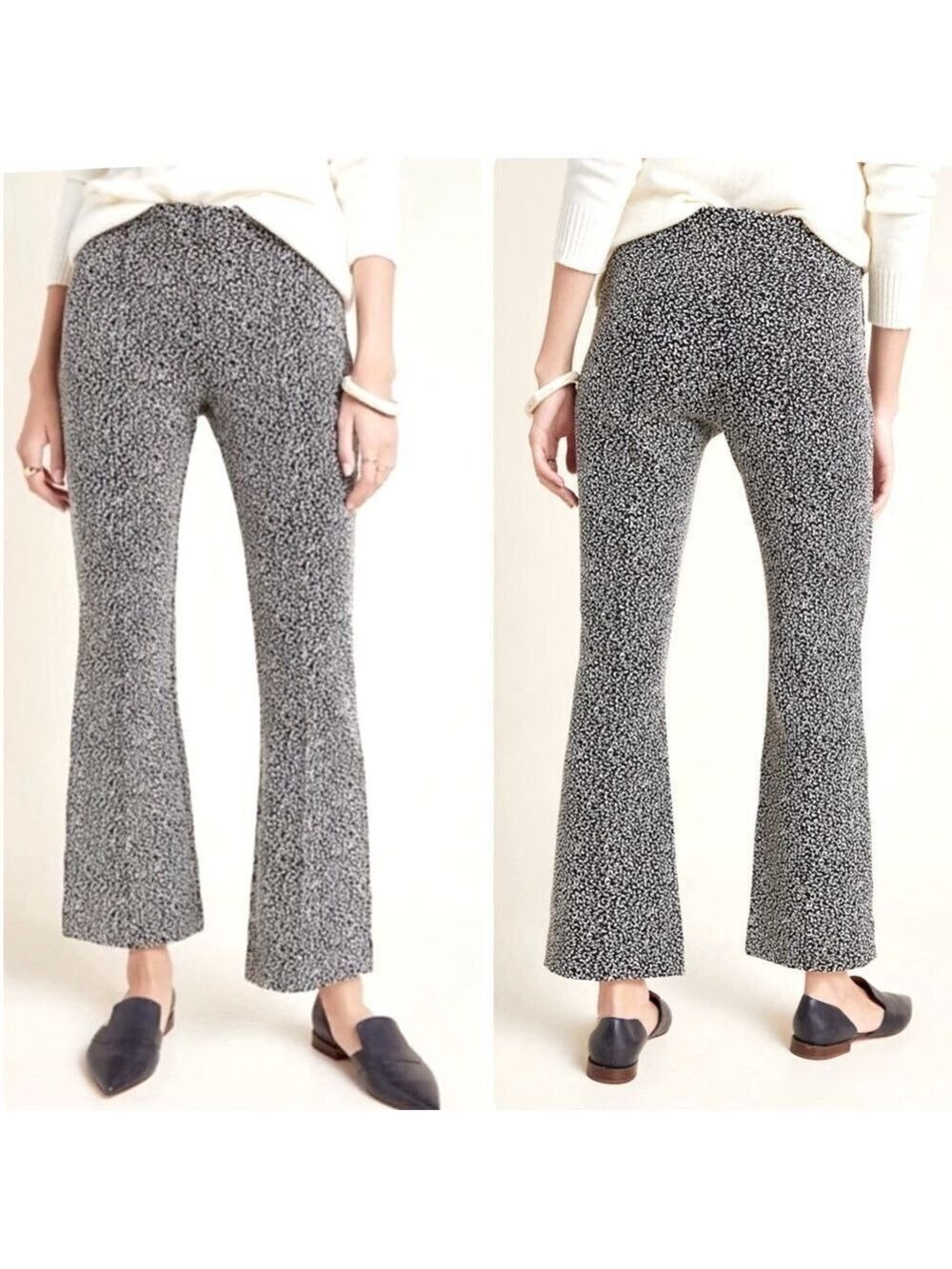 Anthropologie The Essential Crop Flare Pants Tailored Trousers Size Small